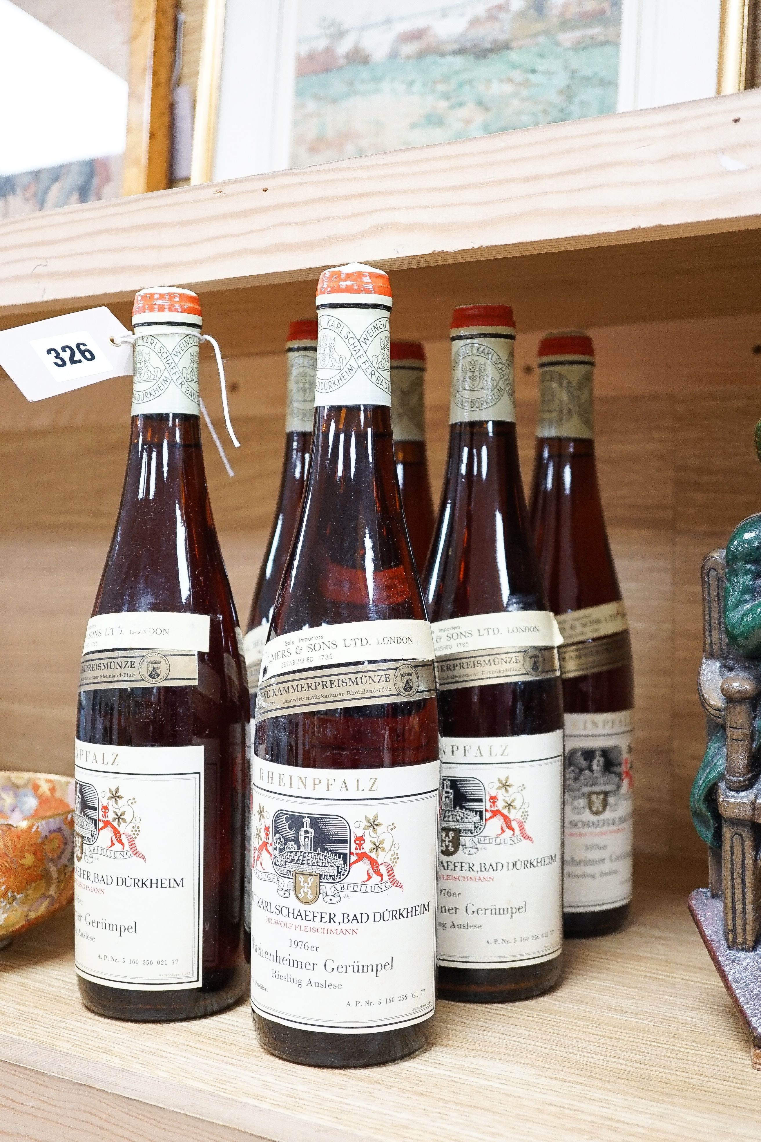 Six bottles of Weingut Karl Schaefer Durkheim Wachenheimer Gerumpel Riesling Aulese-Rheinpfalz, 1976, 75c.